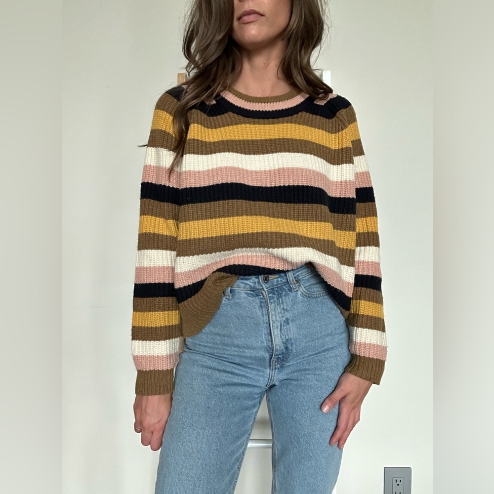 Madewell Striped Tilden Pullover Sweater